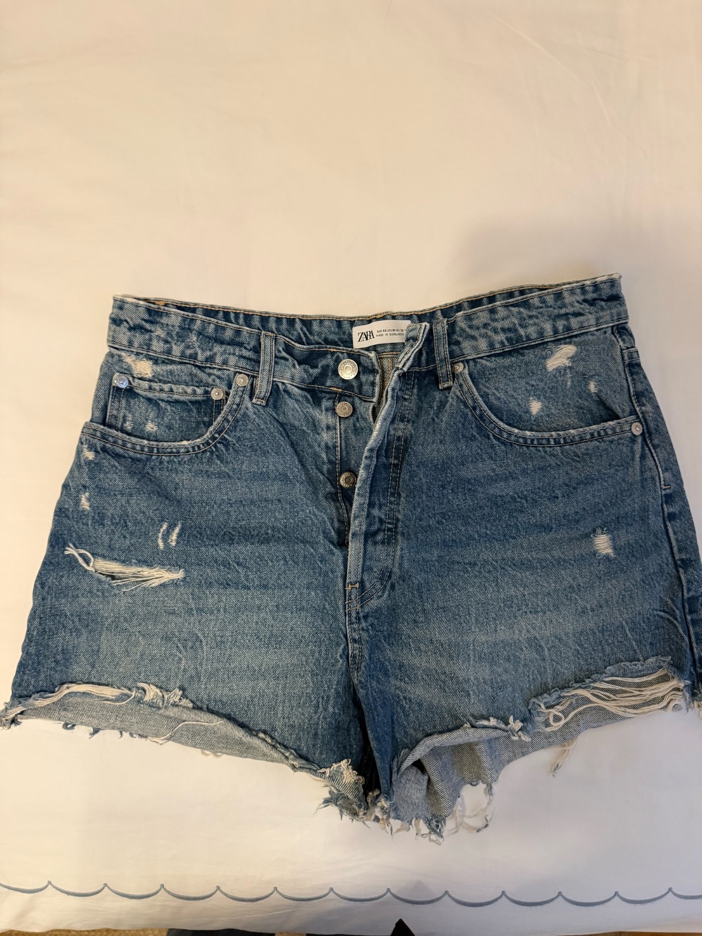 Zara High-Rise Distressed Blue Denim Jeans